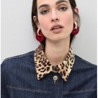 CAZADORA DENIM CON DETALLES LEOPARDO