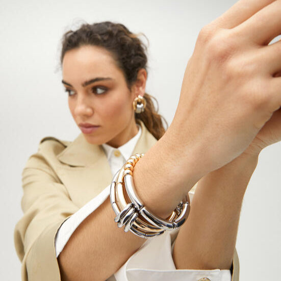 PACK PULSERAS METAL BICOLOR