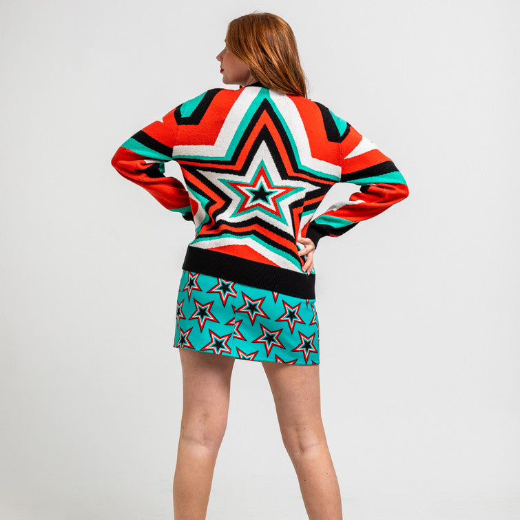 Suéter Sencillo Tejido De Estampado De Estrellas Bowie - Starwoman