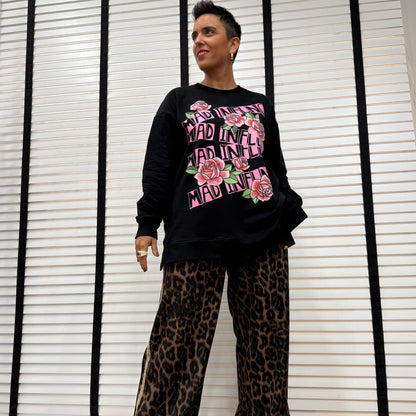 SUDADERA ROSAS NEGRA