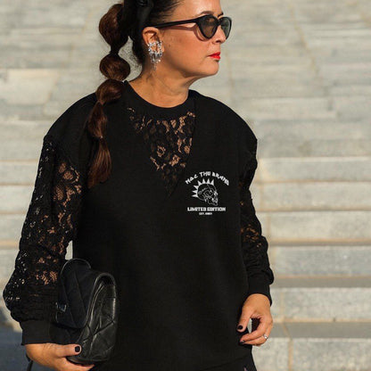 SUDADERA BLACK OVER LACE REBEL