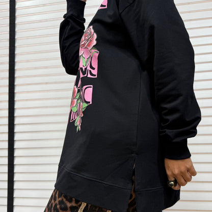 SUDADERA ROSAS NEGRA