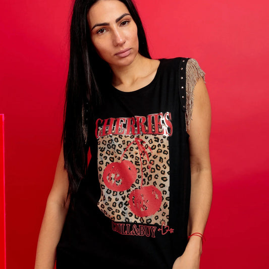 Camiseta Flecos Cherries