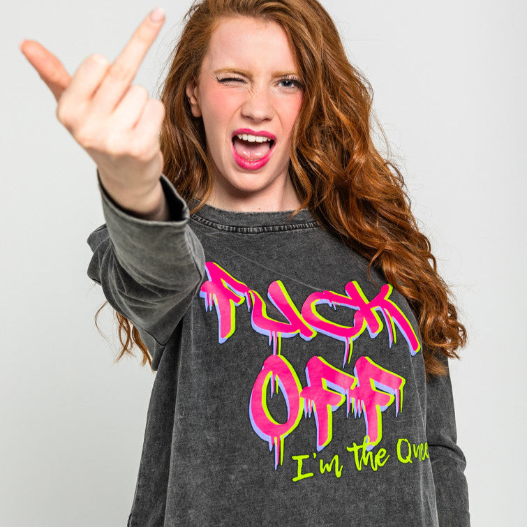 Camiseta Oversize Algodón Desgastado De Grafitti Urbano - I'm The Queen