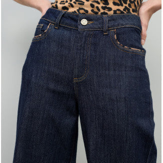 DENIM CULOTTE CON DETALLE VIVO LEOPARDO