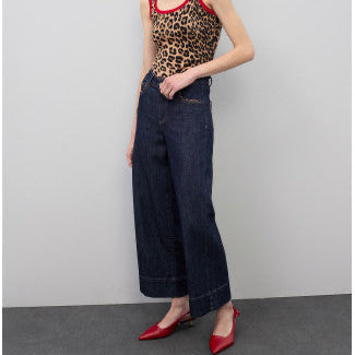 DENIM CULOTTE CON DETALLE VIVO LEOPARDO