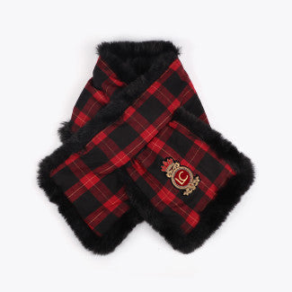 BUFANDA DOBLE CARA TARTÁN Y EFECTO PELO