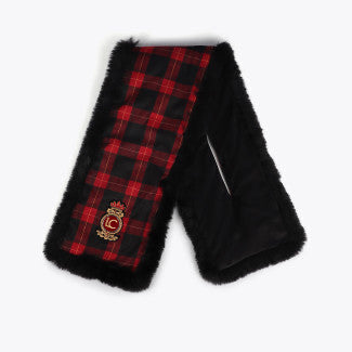 BUFANDA DOBLE CARA TARTÁN Y EFECTO PELO