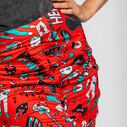 Falda Midi Drapeado Central Rojo De Estampado Bowie - We Can Be Heroes