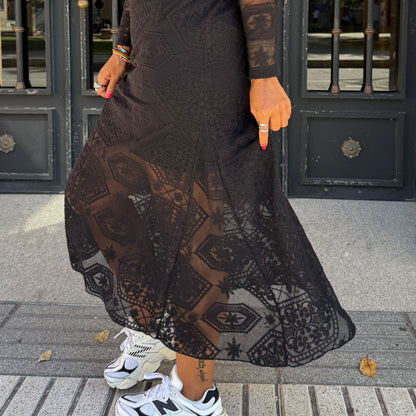 VESTIDO ENCAJE EVASÉ