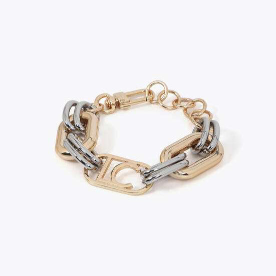 PULSERA ESLABONES BICOLOR LOGO OVALADO