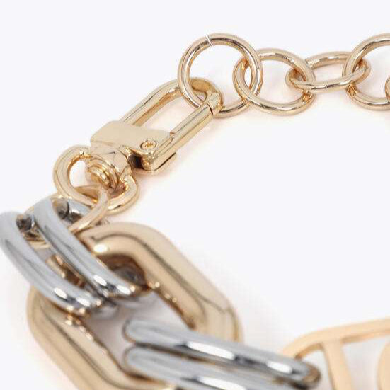 PULSERA ESLABONES BICOLOR LOGO OVALADO