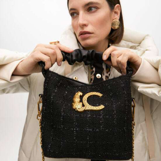 BOLSO PEQUEÑO TWEED ASA FRUNCIDA