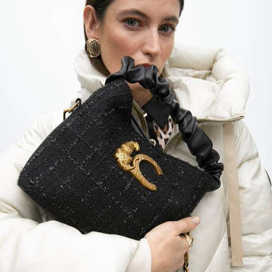 BOLSO PEQUEÑO TWEED ASA FRUNCIDA