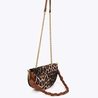 BOLSO MEDIA LUNA DE LEOPARDO Y EFECTO PIEL