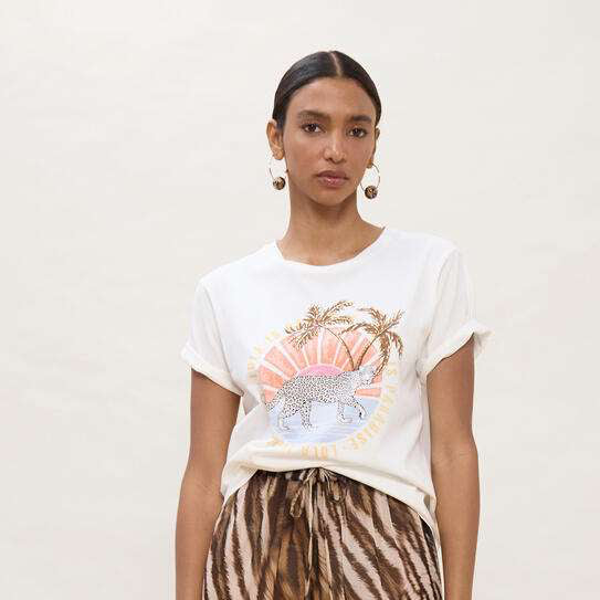 CAMISETA ANIMAL CON PALMERAS BLANCO