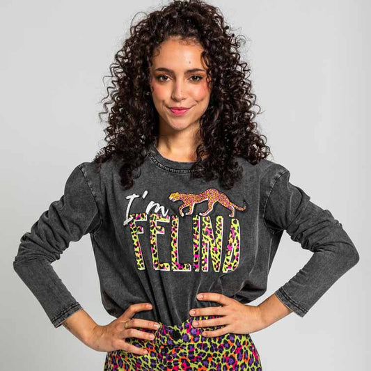 Camiseta Oversize De Estampado Animal Verde - I'm Felina