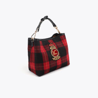 BOLSITO TEJIDO CUADROS PARCHE ESCUDO