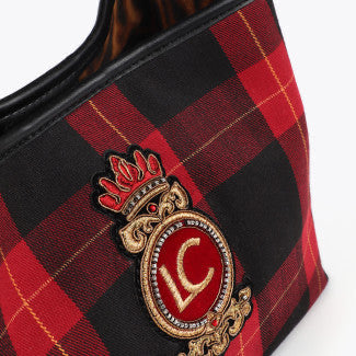 BOLSITO TEJIDO CUADROS PARCHE ESCUDO