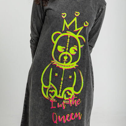 Vestido Mini Algodón Desgastado De Grafitti Urbano - I'm The Queen
