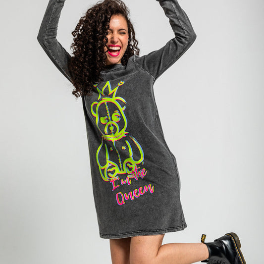 Vestido Mini Algodón Desgastado De Grafitti Urbano - I'm The Queen