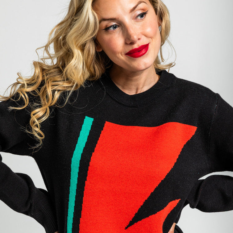 Vestido Punto Tejido Negro Con Rayo - Let's Dance