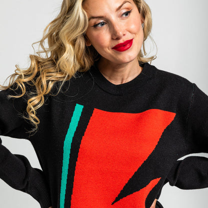 Vestido Punto Tejido Negro Con Rayo - Let's Dance