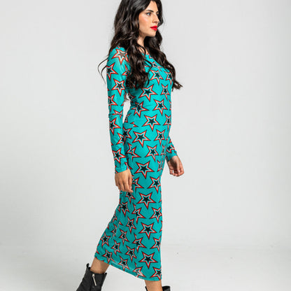 Vestido Tul Entallado De Estampado De Estrellas Bowie - Starwoman